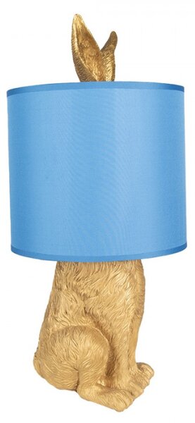 Zlatá stolní lampa králík s modrým stínidlem Konijn