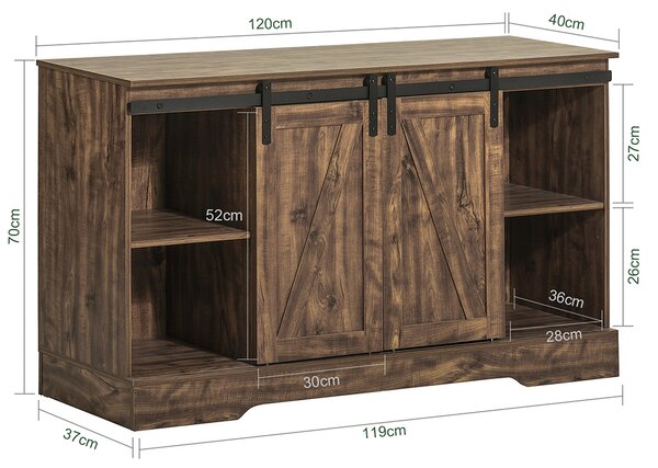 Sobuy Fsb60-N Příborník Komoda Kuchyňská Skříň Předsíňová Skříň Boční Skříň 120X70X40Cm
