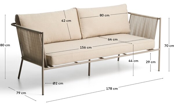 Kave Home Béžová zahradní pohovka Zivia 178 cm