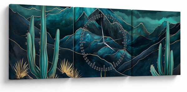 Obraz - Tyrkysová noc (s hodinami) (90x30 cm)
