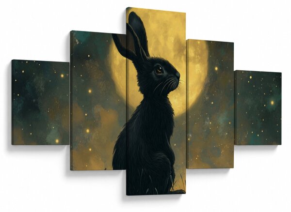 Obraz - Zajíc s měsícem (125x70 cm)