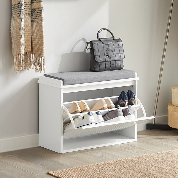 Sobuy Fsr98-W Botník S Klapkou Lavice S Podsedákem Komoda Bílá 62X46X26Cm