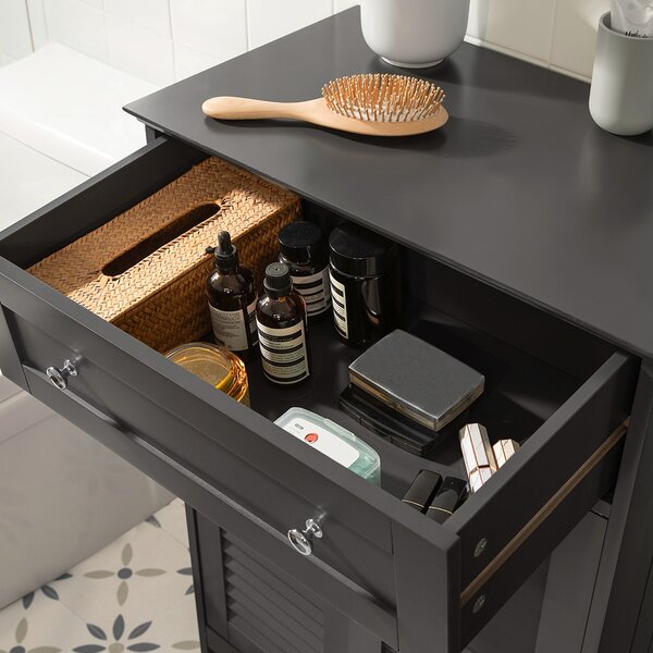 Sobuy Frg238-Dg Koupelnová Komoda Koupelnová Skříňka Koupelnový Nábytek Příborník Předsíňová Skříňka Tmavě Šedá 57X87X33Cm
