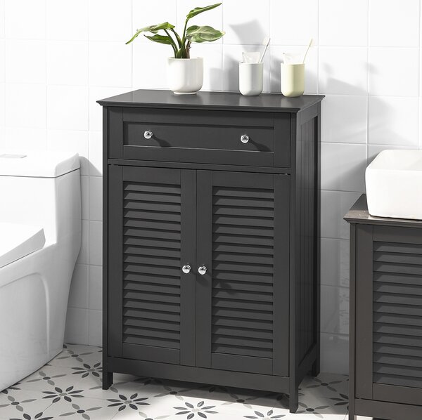 Sobuy Frg238-Dg Koupelnová Komoda Koupelnová Skříňka Koupelnový Nábytek Příborník Předsíňová Skříňka Tmavě Šedá 57X87X33Cm