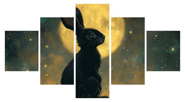 Obraz - Zajíc s měsícem (125x70 cm)