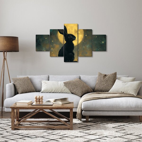 Obraz - Zajíc s měsícem (125x70 cm)