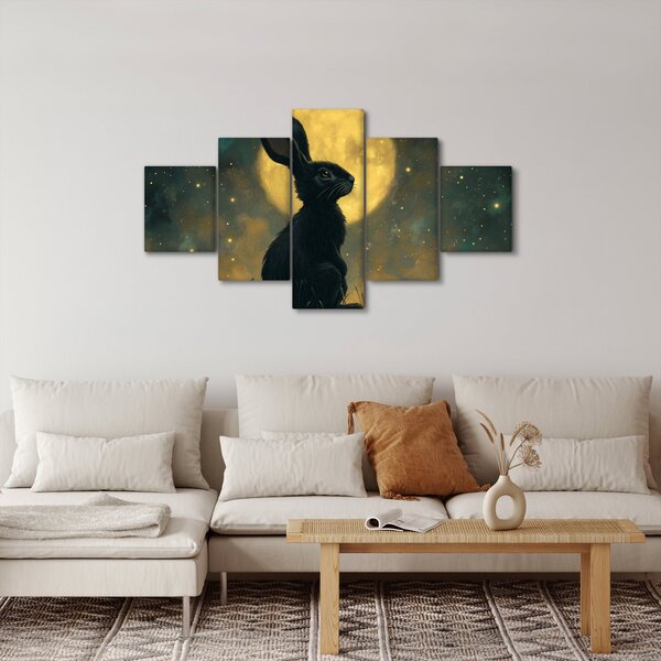 Obraz - Zajíc s měsícem (125x70 cm)