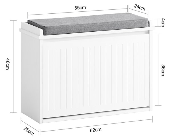 Sobuy Fsr98-W Botník S Klapkou Lavice S Podsedákem Komoda Bílá 62X46X26Cm