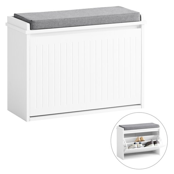 Sobuy Fsr98-W Botník S Klapkou Lavice S Podsedákem Komoda Bílá 62X46X26Cm