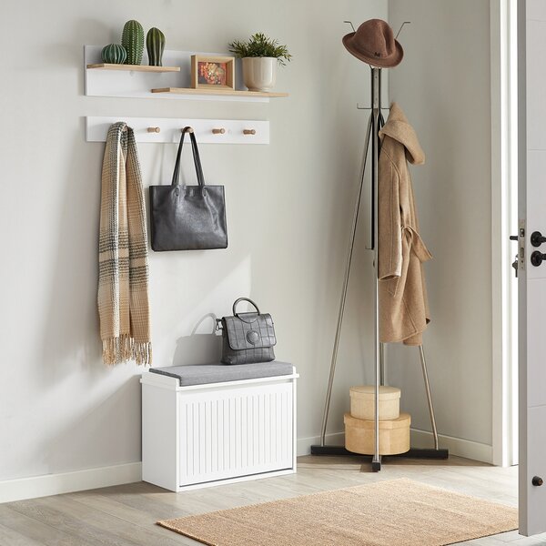 Sobuy Fsr98-W Botník S Klapkou Lavice S Podsedákem Komoda Bílá 62X46X26Cm