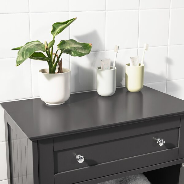 Sobuy Frg238-Dg Koupelnová Komoda Koupelnová Skříňka Koupelnový Nábytek Příborník Předsíňová Skříňka Tmavě Šedá 57X87X33Cm