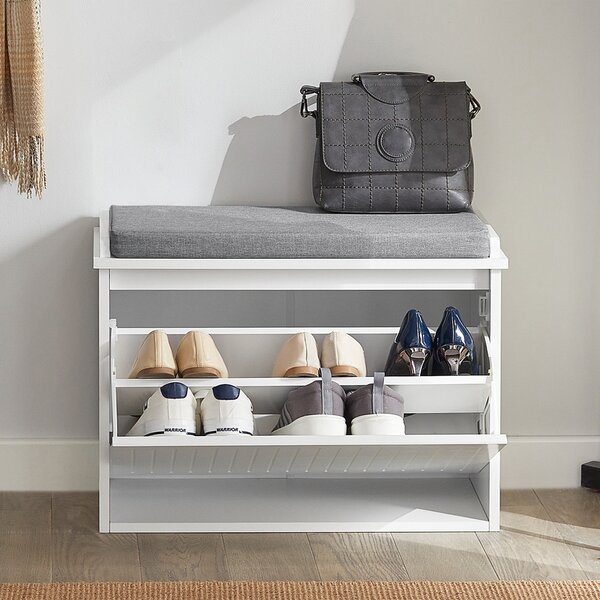 Sobuy Fsr98-W Botník S Klapkou Lavice S Podsedákem Komoda Bílá 62X46X26Cm
