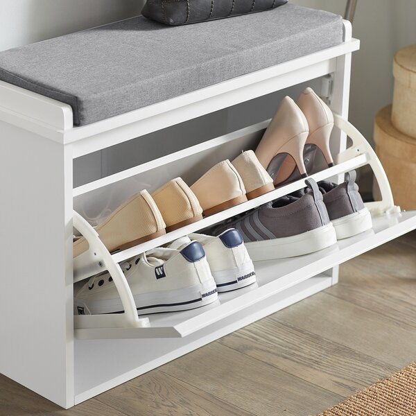 Sobuy Fsr98-W Botník S Klapkou Lavice S Podsedákem Komoda Bílá 62X46X26Cm