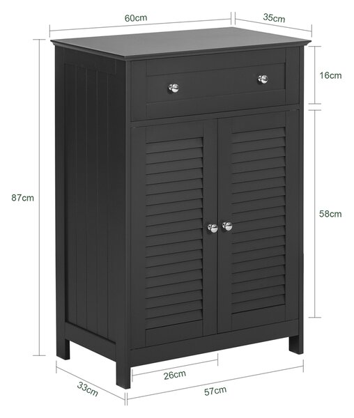Sobuy Frg238-Dg Koupelnová Komoda Koupelnová Skříňka Koupelnový Nábytek Příborník Předsíňová Skříňka Tmavě Šedá 57X87X33Cm