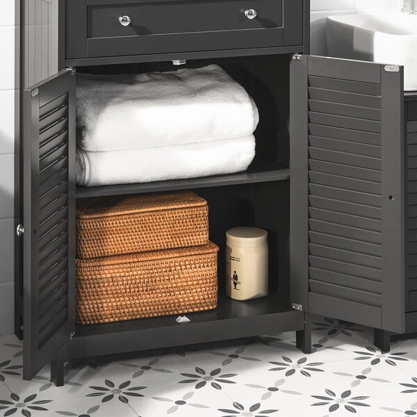 Sobuy Frg238-Dg Koupelnová Komoda Koupelnová Skříňka Koupelnový Nábytek Příborník Předsíňová Skříňka Tmavě Šedá 57X87X33Cm