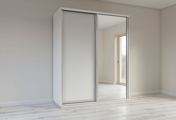 Skříň s posuvnými dveřmi 1800x2200x600 1LTD 1 Zrcadlo Nymphea Alba, profil stříbrný