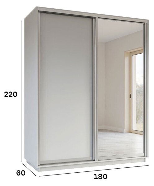 Skříň s posuvnými dveřmi 1800x2200x600 1LTD 1 Zrcadlo Nymphea Alba, profil stříbrný