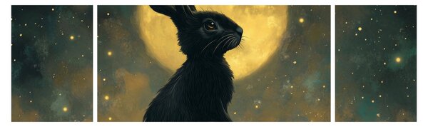 Obraz - Zajíc s měsícem (170x50 cm)