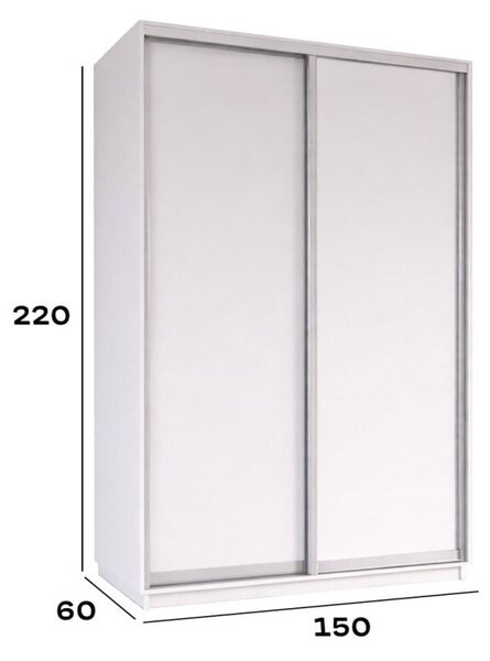 Skříň s posuvnými dveřmi 1500x2200x600 2LTD Nymphea Alba, profil stříbrný