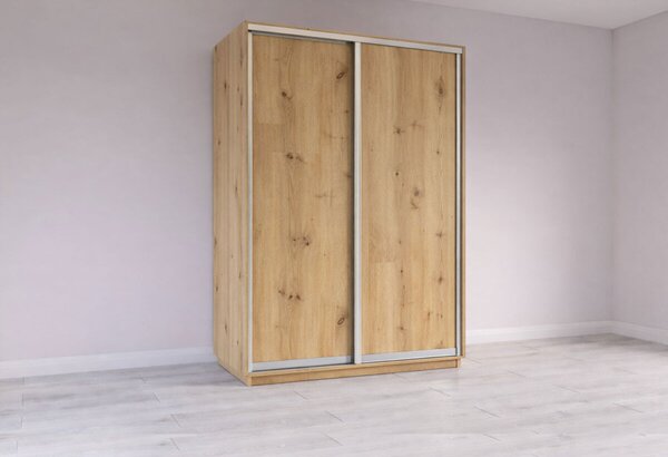 Skříň s posuvnými dveřmi 1500x2200x600 2LTD Dub Artisan, profil stříbrný