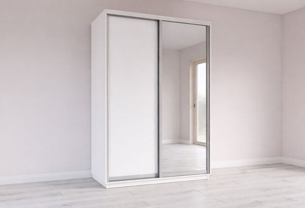 Skříň s posuvnými dveřmi 1500x2200x600 1LTD 1 Zrcadlo Nymphea Alba, profil stříbrný