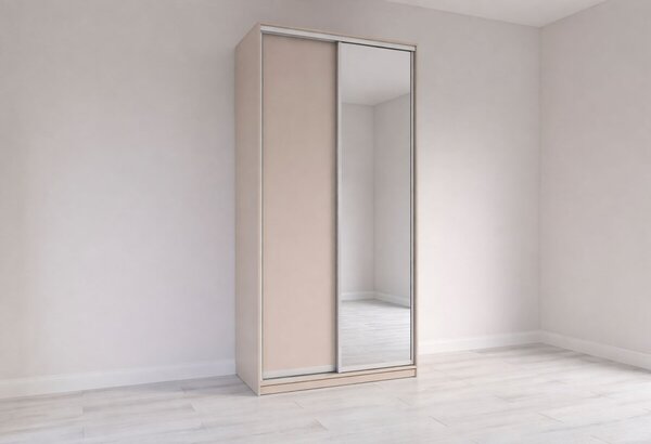 Skříň s posuvnými dveřmi 1200x2400x600 1LTD 1 Zrcadlo Kašmír, profil stříbrný