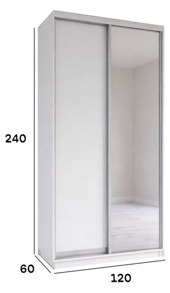 Skříň s posuvnými dveřmi 1200x2400x600 1LTD 1 Zrcadlo Nymphea Alba, profil stříbrný