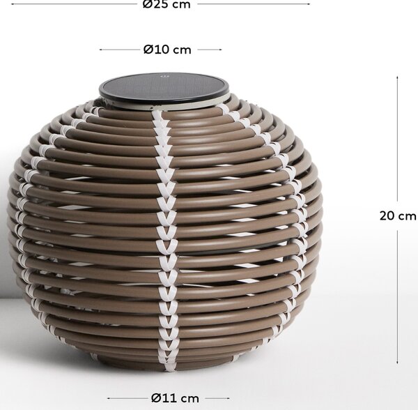 Kave Home Hnědá zahradní solární lampa Garoina Ø 28 cm