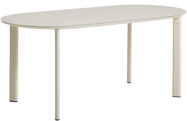 Kave Home Krémový zahradní jídelní stůl Erice 180 x 90 cm se skleněnou deskou