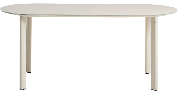 Kave Home Krémový zahradní jídelní stůl Erice 180 x 90 cm se skleněnou deskou