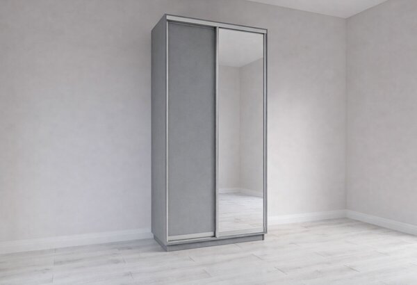 Skříň s posuvnými dveřmi 1200x2400x600 1LTD 1 Zrcadlo myší šedá, profil stříbrný