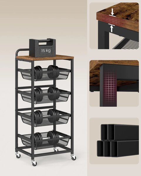 SONGMICS Servírovací stolek Vasagle Fiol 40 cm černý/hnědý