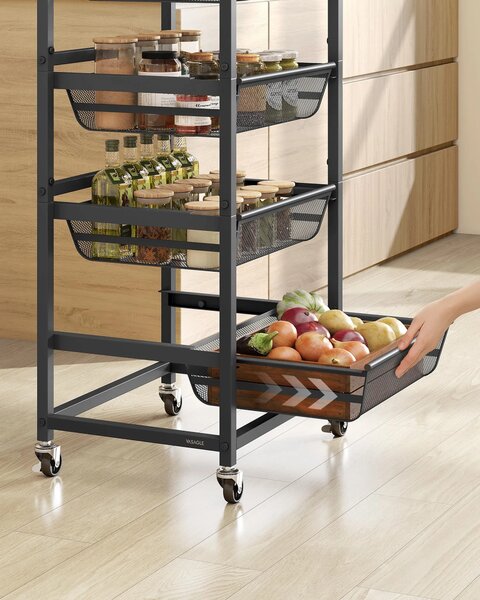 SONGMICS Servírovací stolek Vasagle Fiol 40 cm černý/hnědý