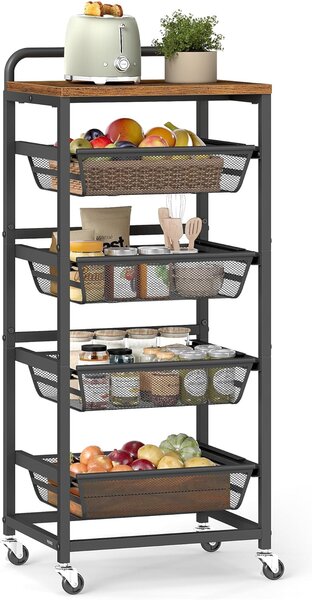 SONGMICS Servírovací stolek Vasagle Fiol 40 cm černý/hnědý