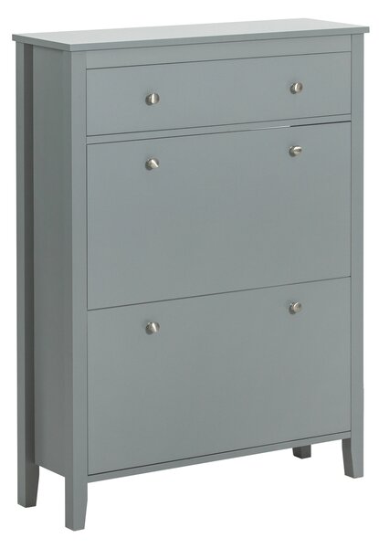 Sobuy Fsr89-Hg Sklápěč Bot Botník Se 2 Klopami Botník Se Zásuvkou Šedá 80X108X25Cm
