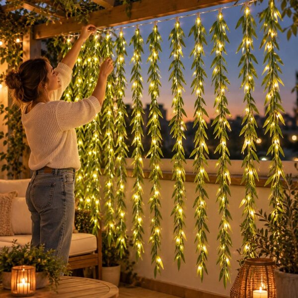 Světelný závěs s listy 200 LED 5,85 m SPRINGOS CL4125