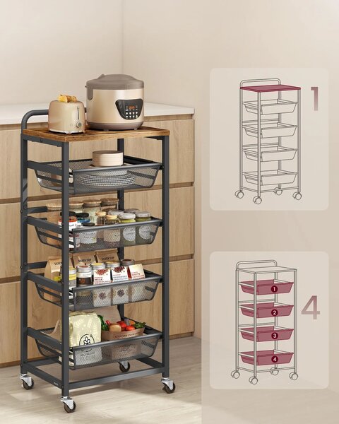 SONGMICS Servírovací stolek Vasagle Fiol 40 cm černý/hnědý