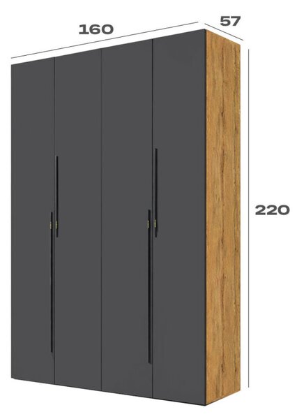 Skříň 4D 160 cm dub appalačský / grafit Space