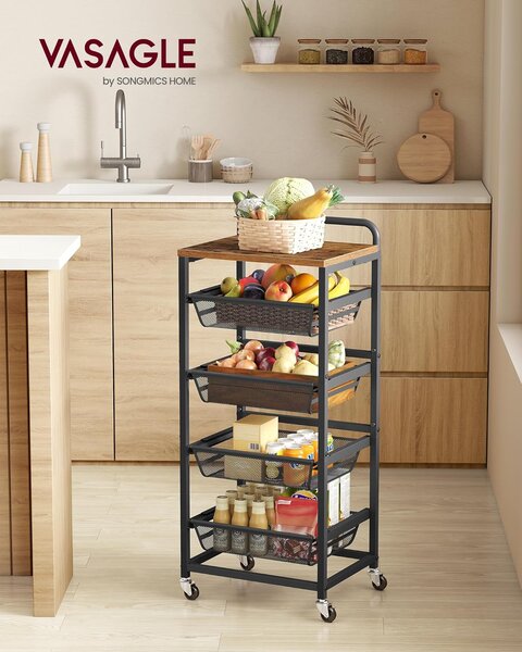 SONGMICS Servírovací stolek Vasagle Fiol 40 cm černý/hnědý