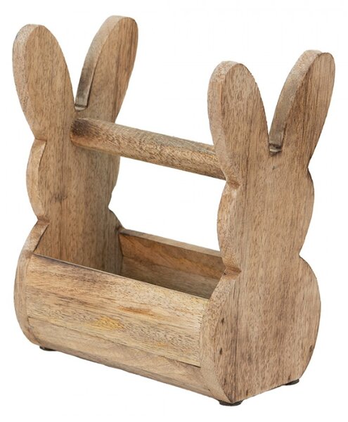 Dřevěná bedýnka s králíčky a madlem na přenášení – 16x10x20 cm