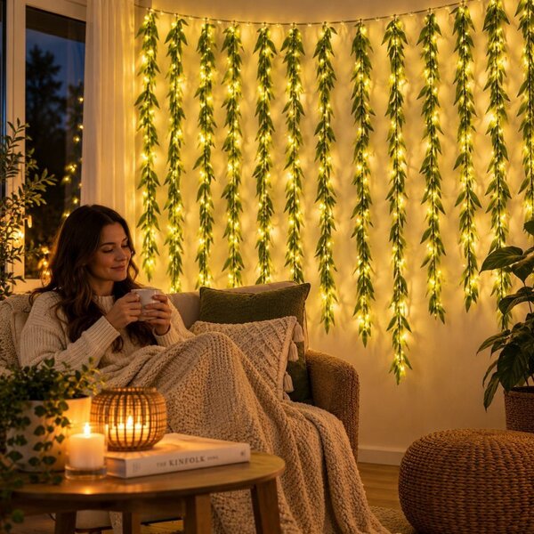 Světelný závěs s listy 200 LED 5,85 m SPRINGOS CL4125