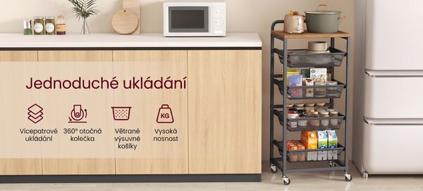 SONGMICS Servírovací stolek Vasagle Fiol 40 cm černý/hnědý