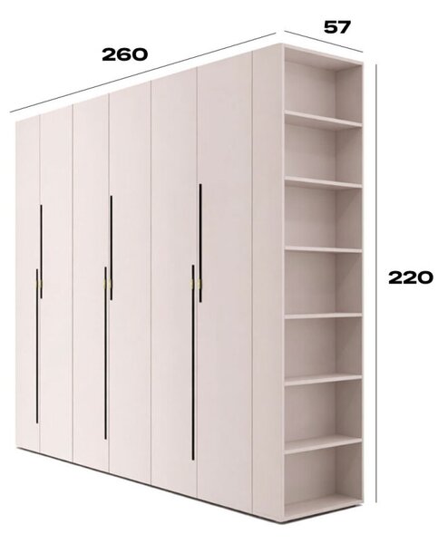 Skříň 6D 260 cm kašmír Space