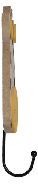Nástěnný kovový háček s dřevěnou hlavou žirafy – 11x4x21 cm