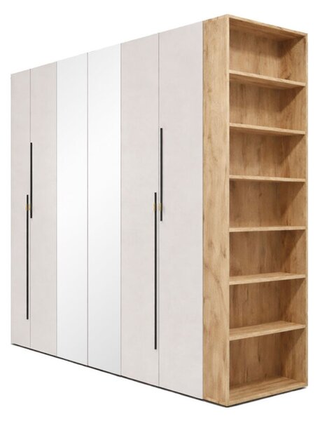 Skříň 6D 260 cm se zrcadlem dub appalačský / kašmír Space