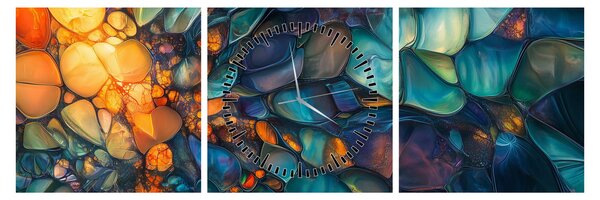 Obraz - Skleněná mozaika (s hodinami) (90x30 cm)