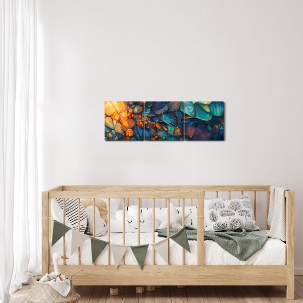 Obraz - Skleněná mozaika (s hodinami) (90x30 cm)