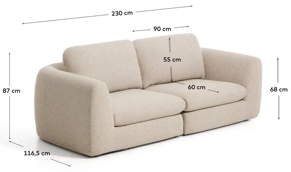 Kave Home Béžová třímístná pohovka Vera 230 cm