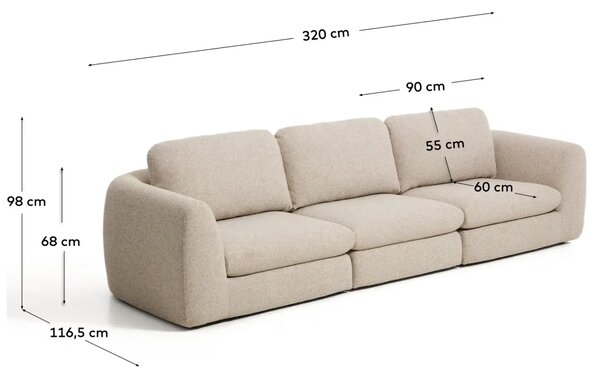 Kave Home Béžová čtyřmístná pohovka Vera 320 cm