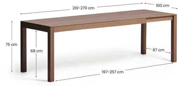 Kave Home Ořechový rozkládací jídelní stůl Narevi 210/270 x 100 cm